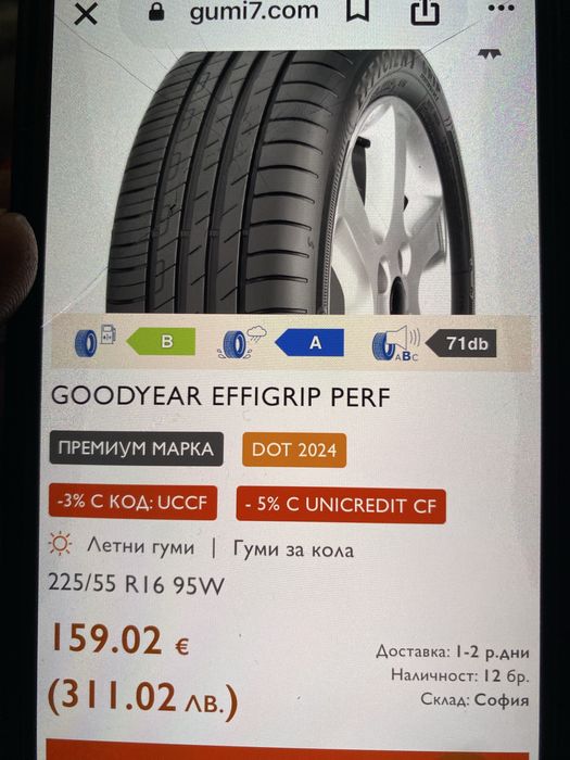 225/55/16 Гудиар Летни