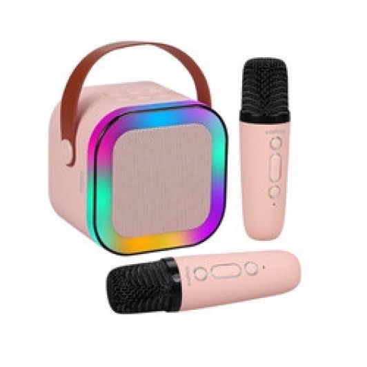 Set Boxa Bluetooth Karaoke cu 2 Microfoane Wifi  Lumini RGB 5 Efecte Vocale