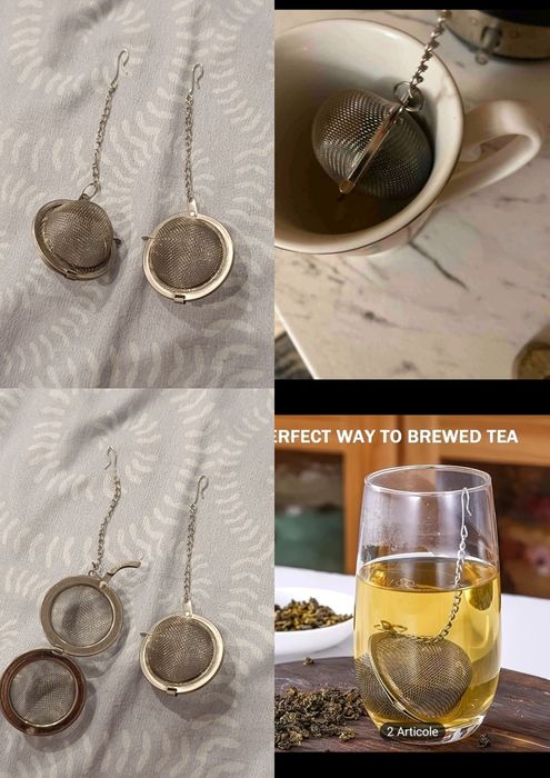Bile de ceai pentru infuzie, inox, set 2 bucăți