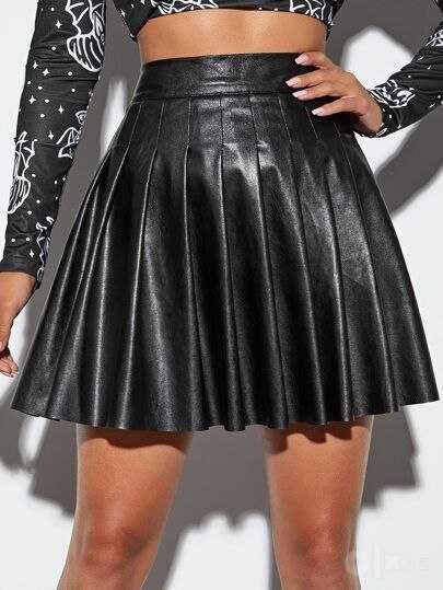 SHEIN  Элегантная плиссированная юбка из искусственной кожи