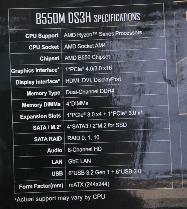 Дъно за компютър Gigabyte B550M DS3H