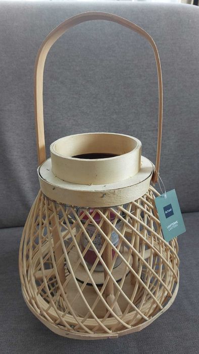 Felinar decorativ din lemn / Lampion Boho, NOU cu etichetă