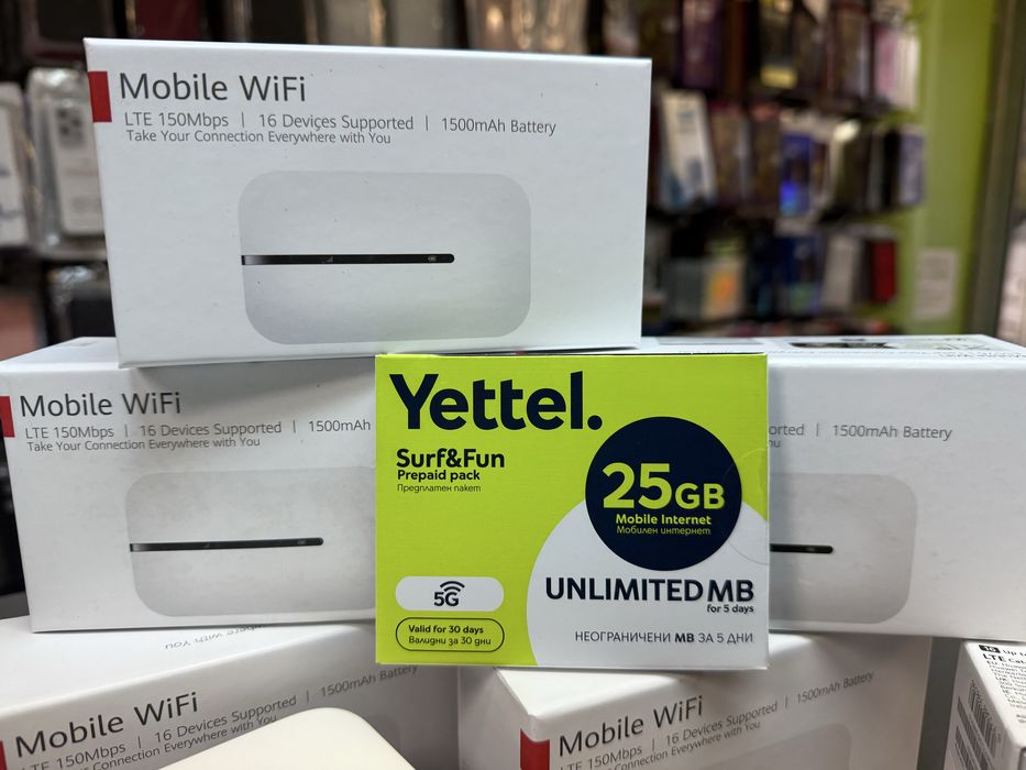 Безжичен рутер бисквитка E5576 4G LTЕ, батерия 1500 mAh,преносим WiFi