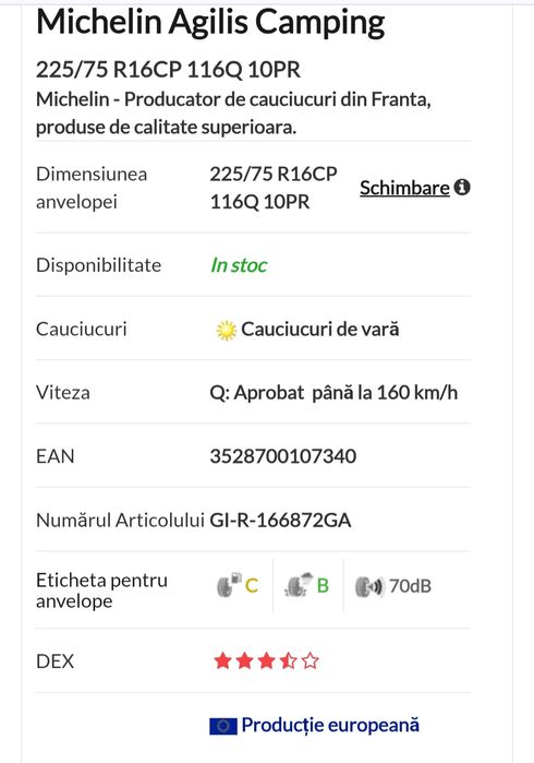 Anvelope De Vara / Cauciucuri De Vara 225-75-16''C
