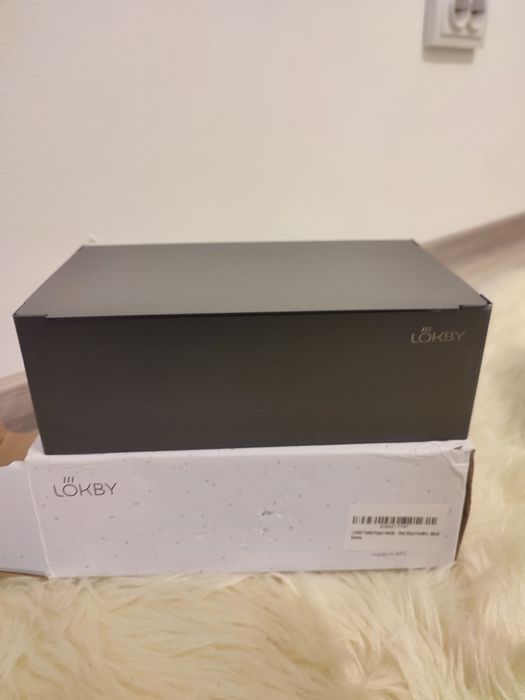 Suport hartie igienica cu raft culoare negru