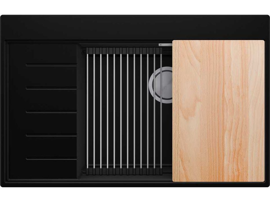 Черна гранитна кухненска мивка Сидни 780-60 Ergo Multilevel 780х500