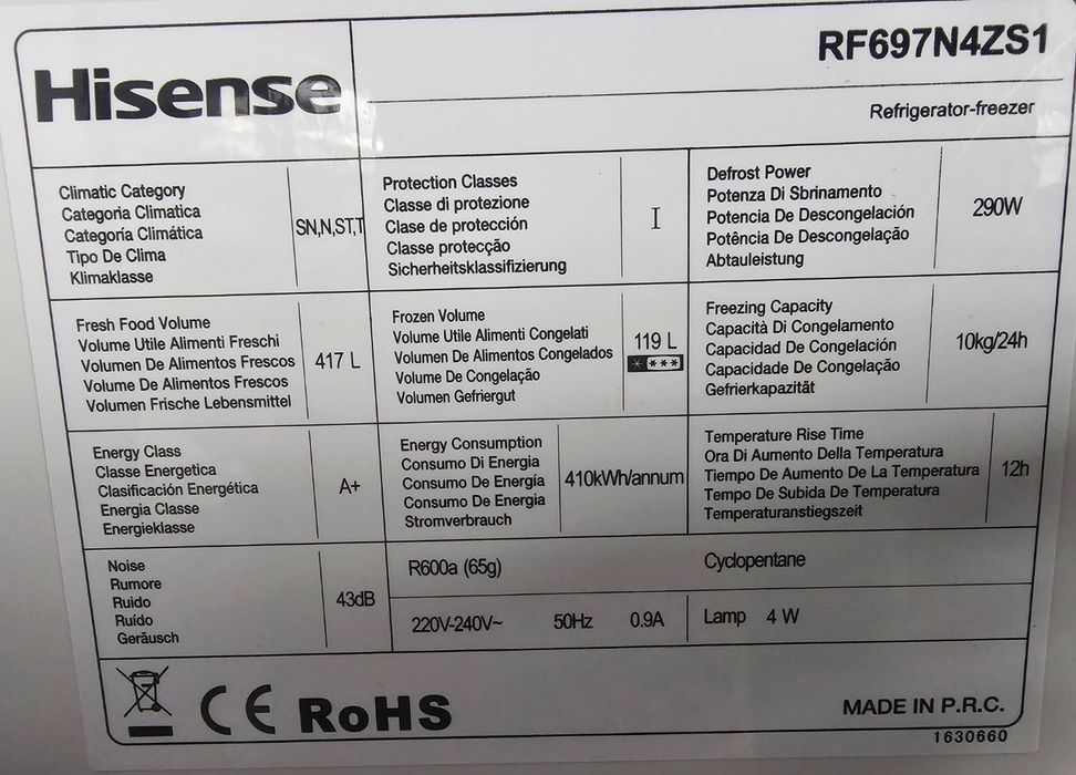 Hisense RF697N4ZS1 syde by syde
