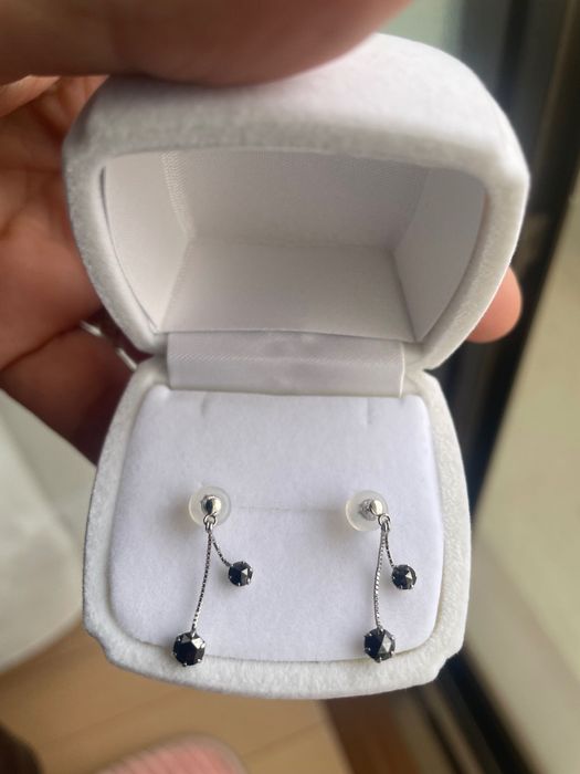 Cercei din Platina cu diamante negre naturale