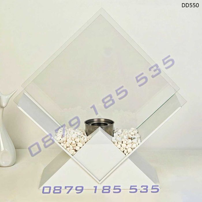 Дизайнерска биоетанолова камина модел Ромб стъклени стени пламък