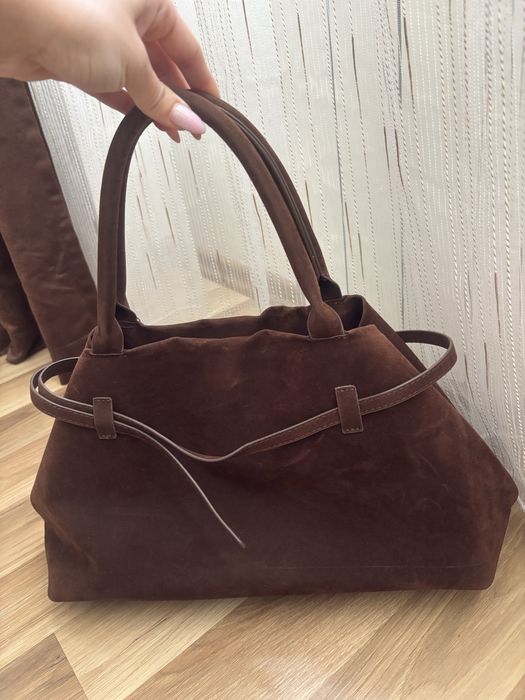 Кафява велурена чанта