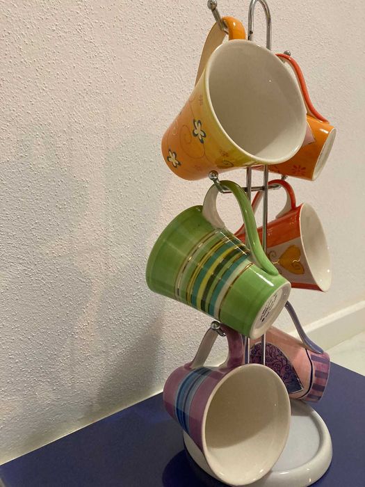 Set cani pentru copii cu suport pictate manual Sara Blu ideal cadou