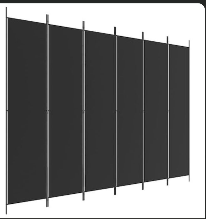 Paravan de camera cu 6 panouri vidaXL, negru, 300x220 cm