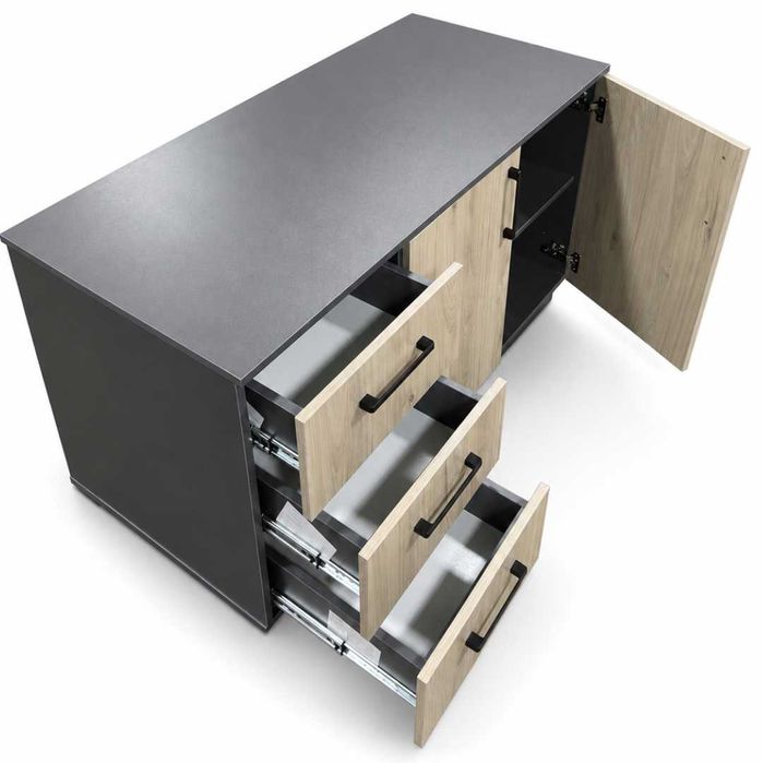 Офисная тумба ERGO Loft Oak с ящиками и дверцами
