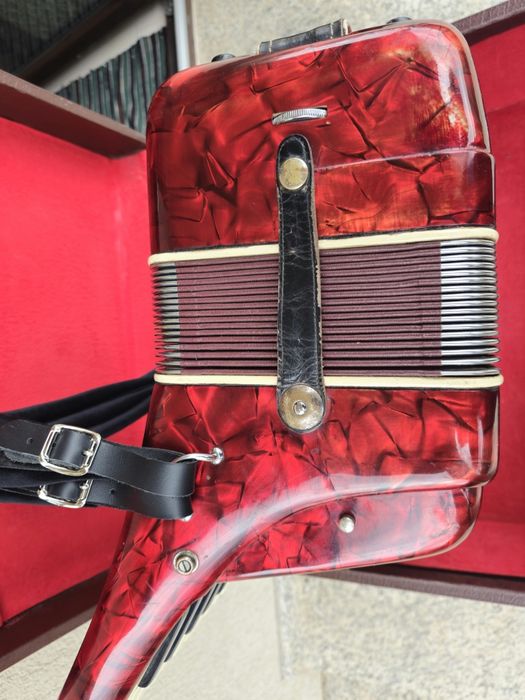 Acordeon Parrot cu 96 basi rosu sidef