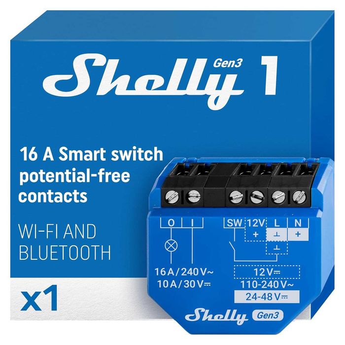 Смарт реле Shelly 1 Gen3 сух контакт 16A