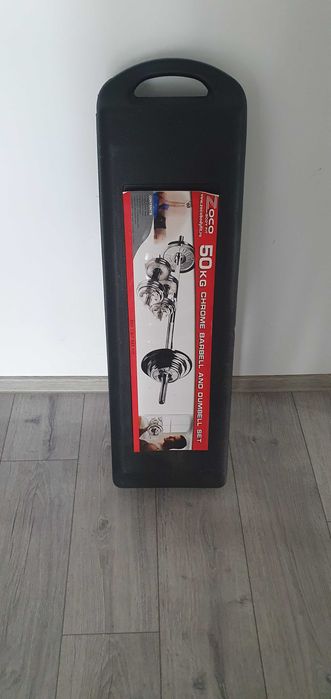Set de discuri cu bare de haltera si gantere pentru fitness, ajustabile, din otel cromat, 50kg
