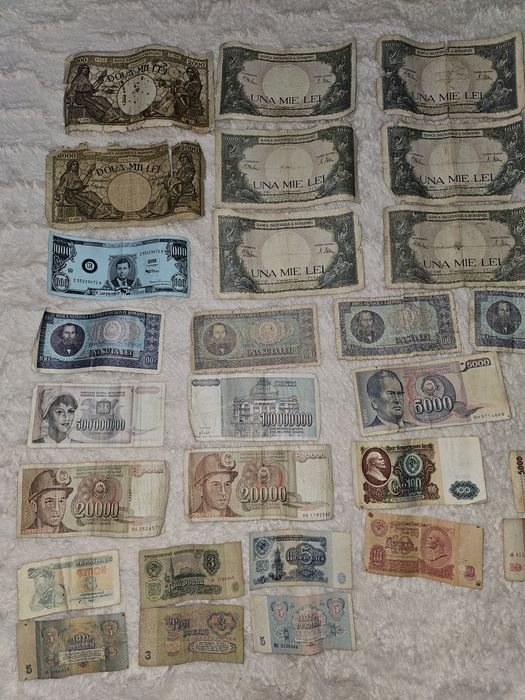 Lot 45 bancnote vechi Romania Iugoslavia URSS etc. 1941–2001 colectie