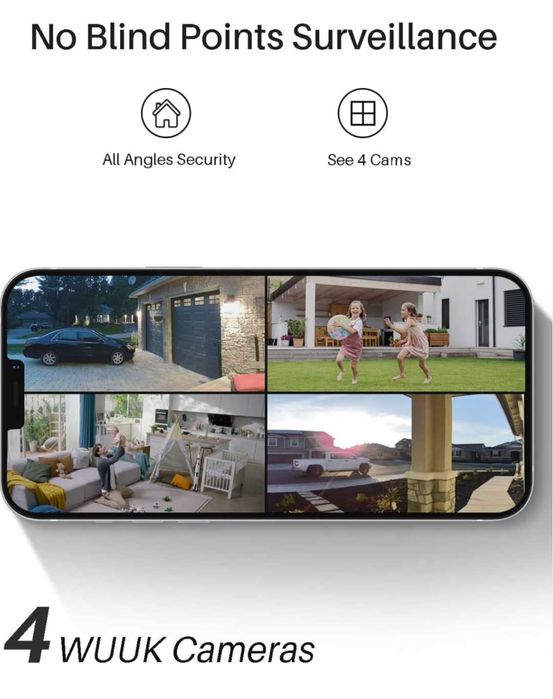 WUUK 2K слънчеви охранителни камери 2 бр. външни 32G локално хранилище