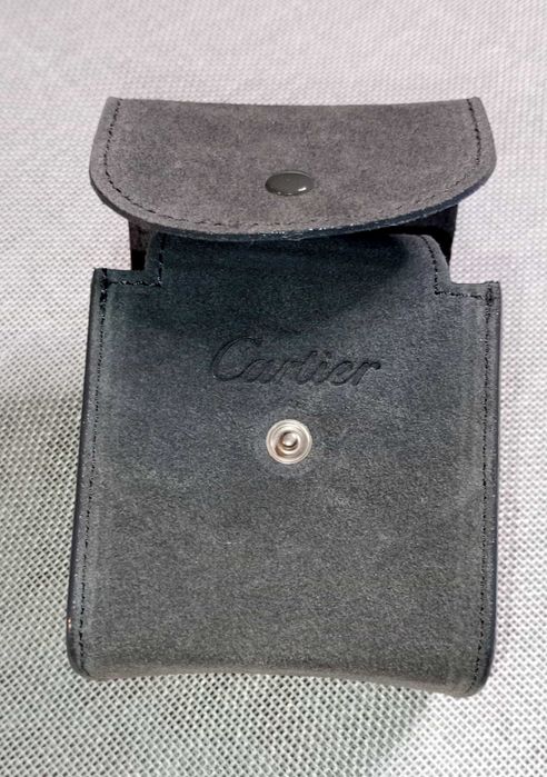 Husă pre-owned de călătorie pentru ceas Cartier , din piele intoarsa gri
