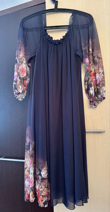 Rochie “Monesse” bleumarin cu inprimeu floral, nr 42.Stare impecabilă