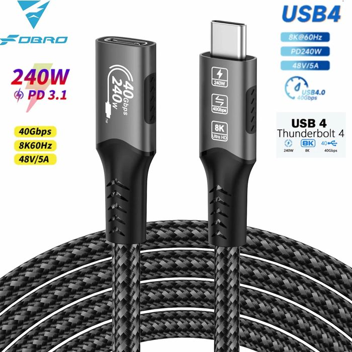 Type-c удлинитель thunderbolt 240w