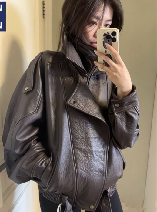 Черная кожаная  косуха