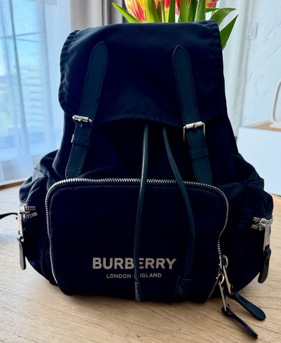 BURBERRY Medium Rucksack Eco Nylon Backpack – Black (Style 8021261)