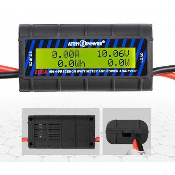 Цифровой вольт-ваттметр ATEMPOWER 200 AMP 12 В
