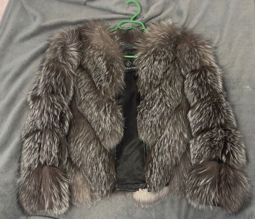 Blană naturală vulpe argintie și maro