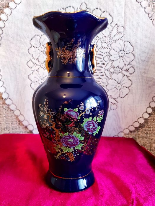 Винтажная китайская ваза для цветов кобальт,высота 25 см.