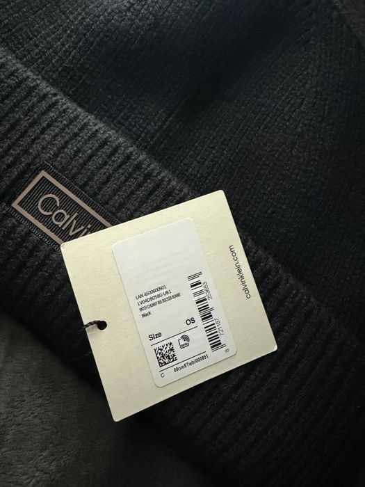 Calvin Klein patch chunky rib docker caciula unisex lana neagra noua