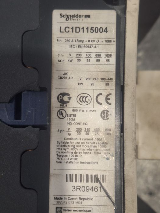 Контактор Schneider 115 A