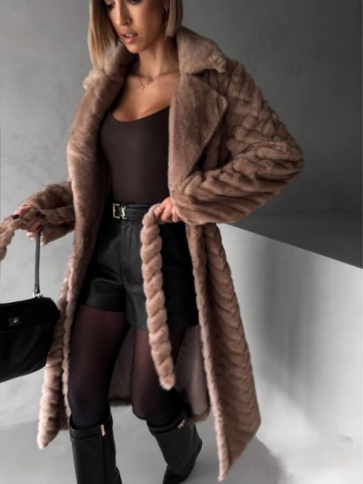 Палто шуба яке тип ZARA от изкуствен косьм норка S-L размер