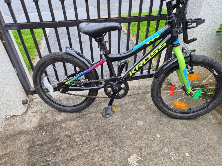 Bicicleta Copii Kross Racer 3.0 16 inch Negru-Lime-Albastru