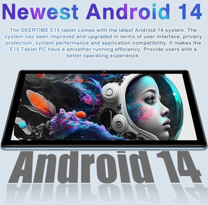 НОВ! Таблет DEERTime E15 Таблет с Android 14 10,1 инча, 20GB RAM 128G