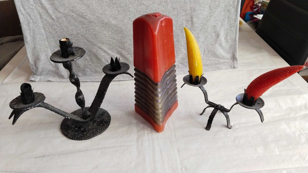 Свещници дърво и ковано желязо