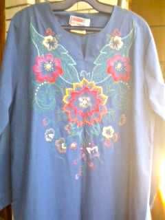 Продавам синя домашна дълга памучна рокля.