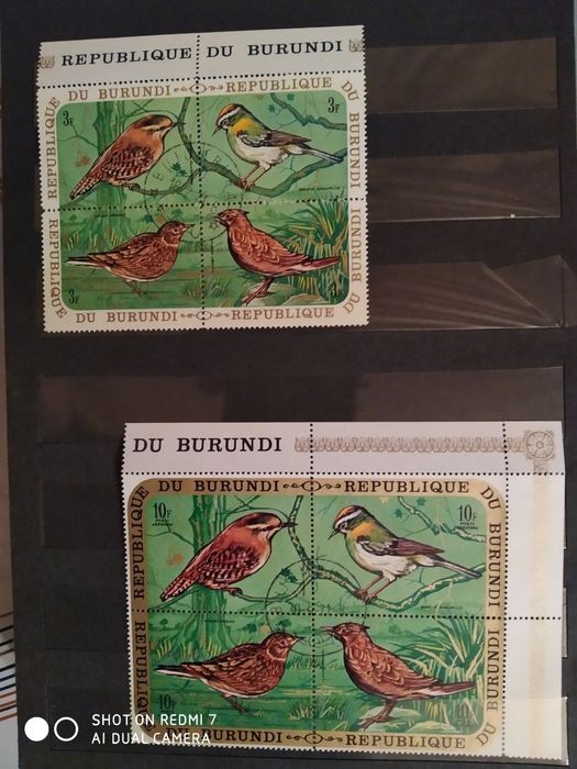 Марки Республика Бурунди , птицы полная серия 1971 с гашением