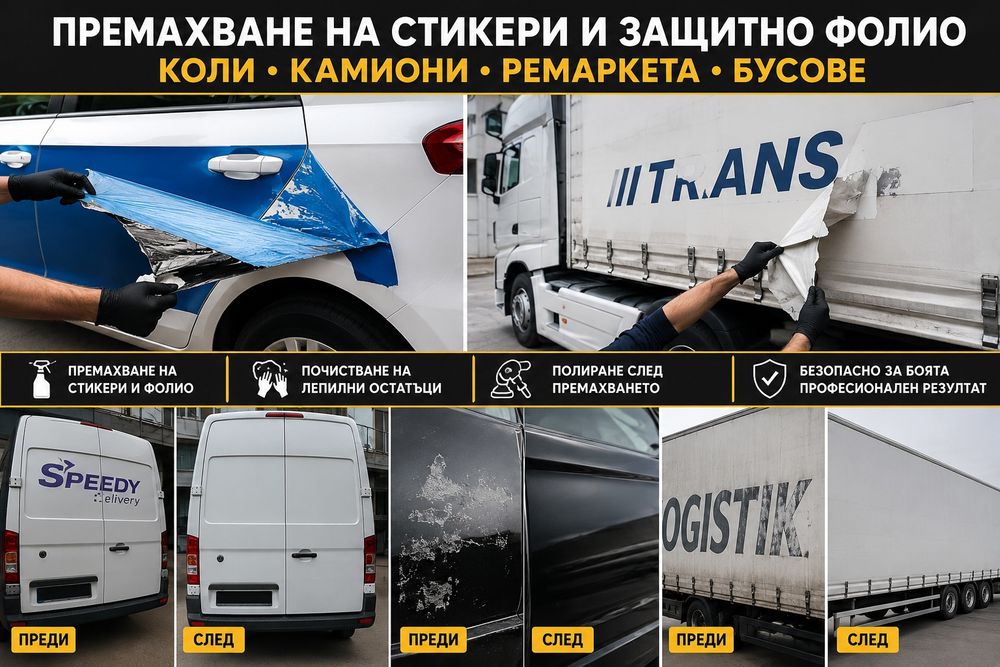 Премахване на стари фоли пот коли и бусове и камиони