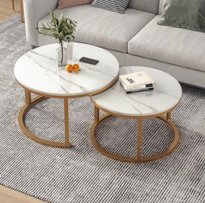 Два броя кръгли масички за кафе с модерен дизайн