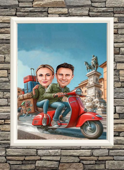 Карикатура/шарж по снимка за рожден ден, юбилей или друг повод за съпруг/съпруга, колега, приятел, с включени принтиране и рамка