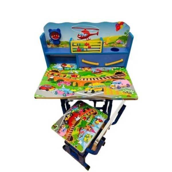 Set birou copii cu scăunel metalic + MDF, 69x45x42cm, reglabil NOU