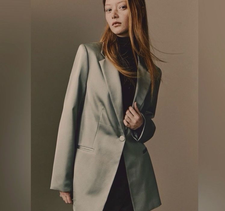 Нов Сатениран Зелен Блейзер H&M