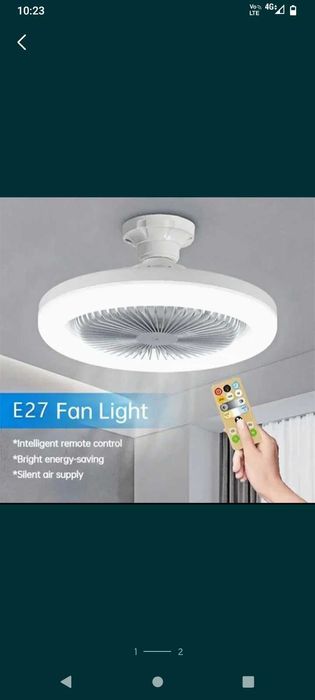 2xLustra led cu ventilator 10W ,putere led 30W ,,înșurubare la bec E27