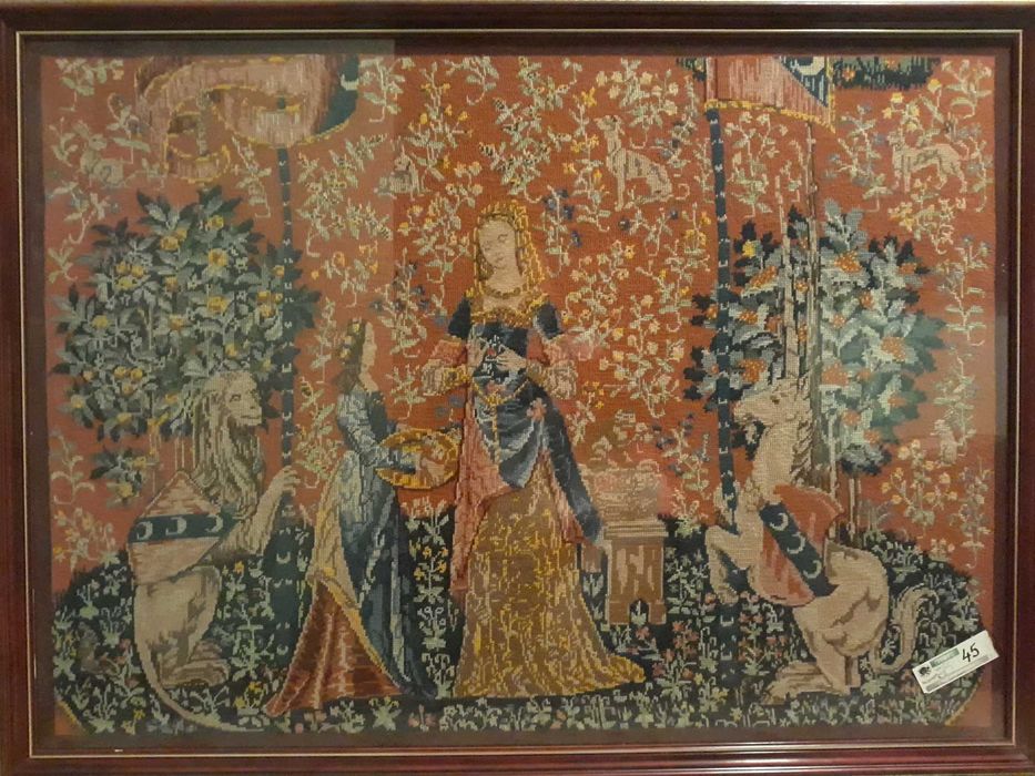 Tapiserie manuala "La Dame à la licorne", Franta, inramata