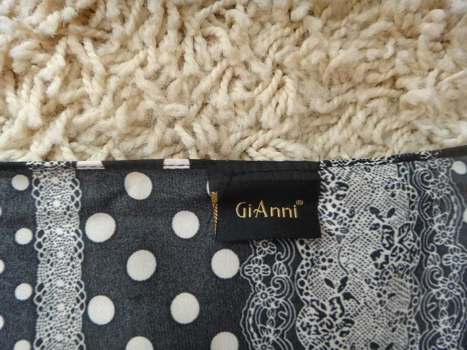 Нов копринен шал GiAnni черен на бели точки