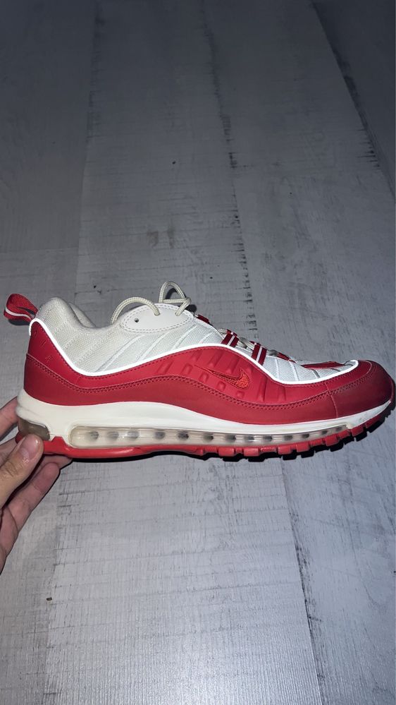 Nike air max 98 white 2024 and red