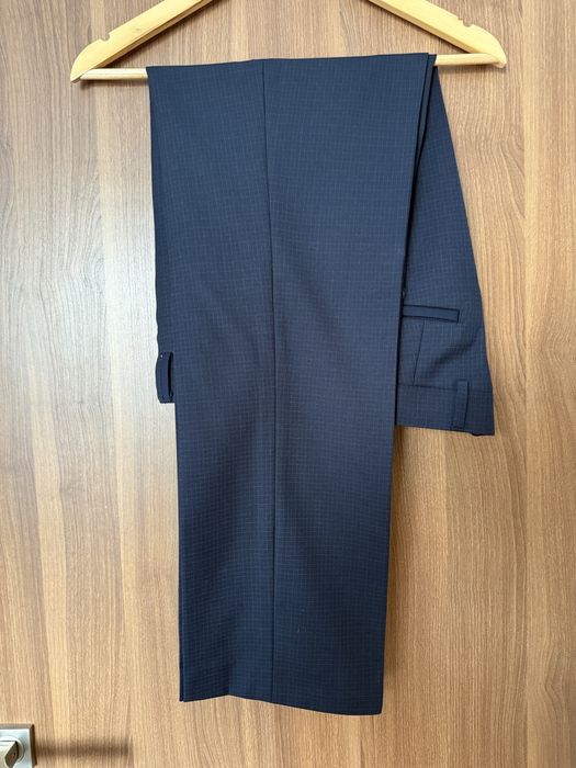 Costum barbati albastru elegant marime 50 sacou Plus Ninety pantaloni slim fit
