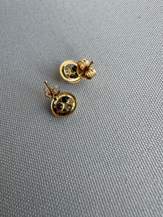 Cercei aur 18 k, zircon, rubin si safir