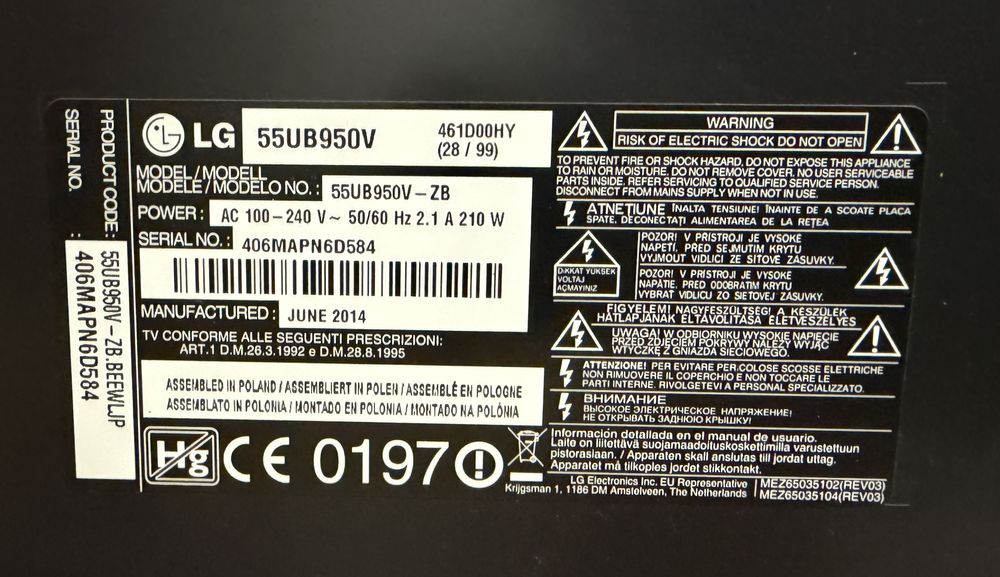 Televizor LG 55UB950V 55 inch piese 4k